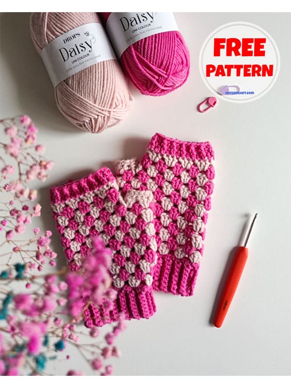 granny stitch fingerless glove crochet pattern