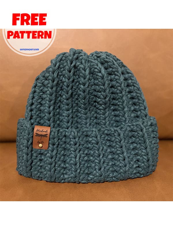 ribbed beanie hat crochet pattern