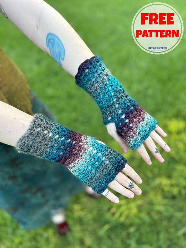 shell stitch crochet fingerless gloves