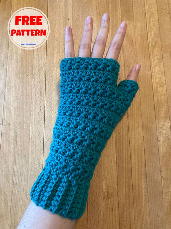 star stitch crochet fingerless gloves