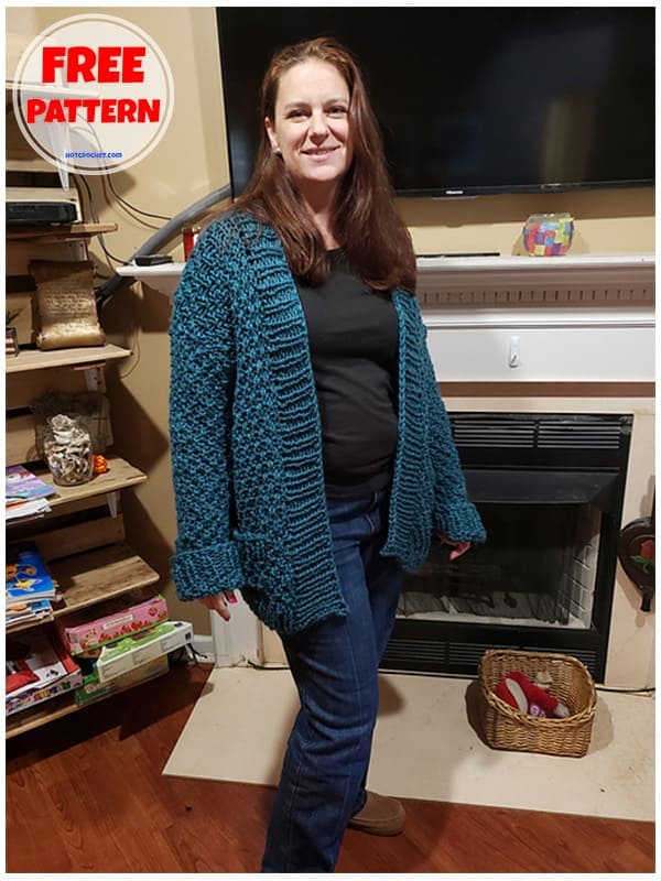 Chunky Ribbed Knit Cardigan Free Pattern