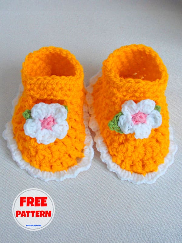 Baby Booties Crochet Daisy Flower Pattern Free​