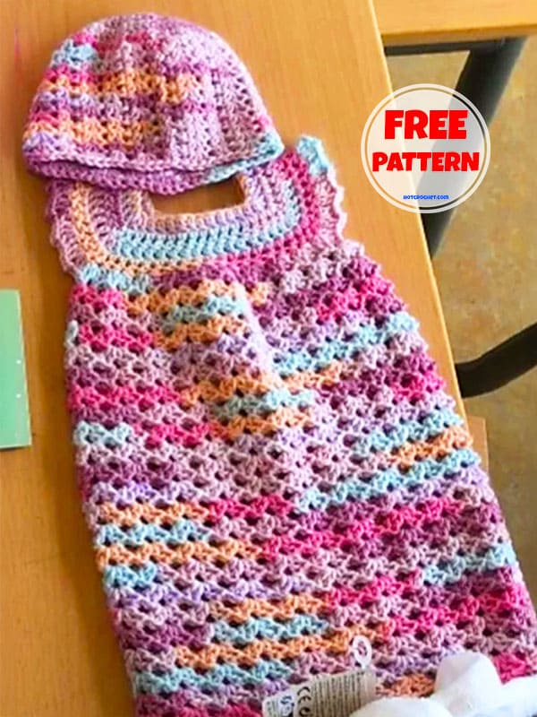 Colourful Crochet Dress For Baby Girl Free Pattern​ 