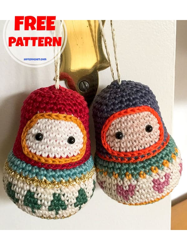 Free crochet matryoshka xmas ornaments pattern (2)