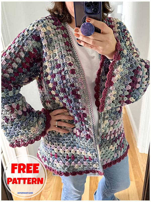 Free easy crochet granny hexagon cardigan pattern (2)