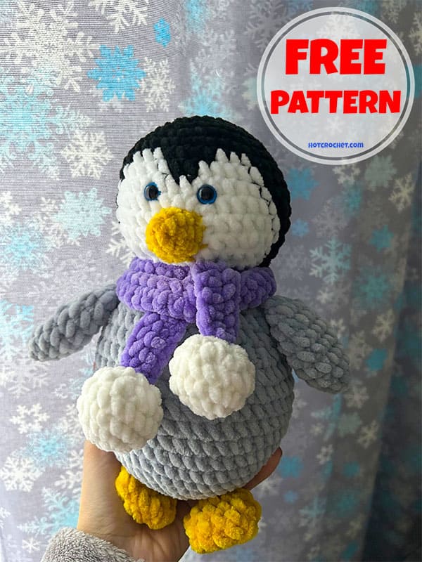 Free plush crochet penguin amigurumi pattern (2)