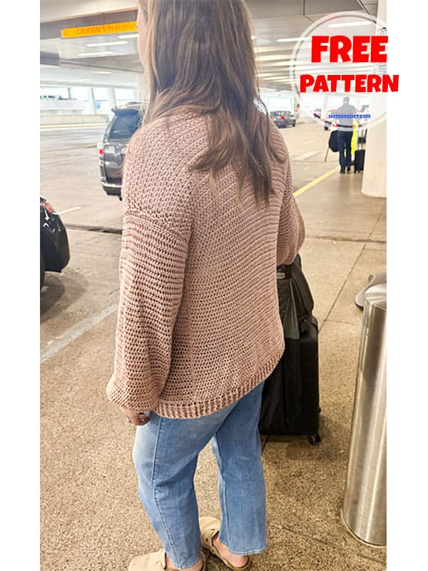 Balloon sleeve cotton crochet cardigan free pattern (2)