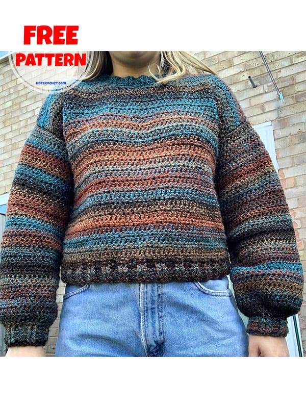 Beginner-friendly easy crochet pullover sweater free pattern (2)