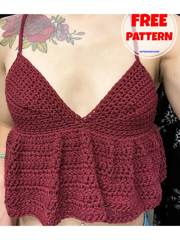 Crochet summer ruffle top free video tutorial pattern (2)