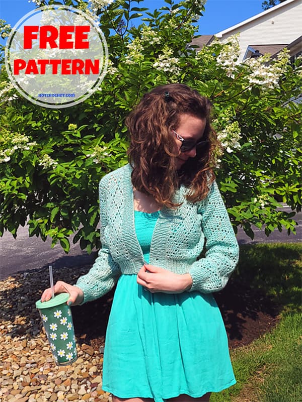 Filet diamond crochet cropped cardigan free pattern (2)