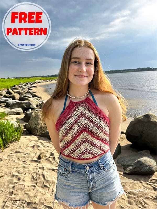 Free boho halter neck crop top crochet pattern (2)