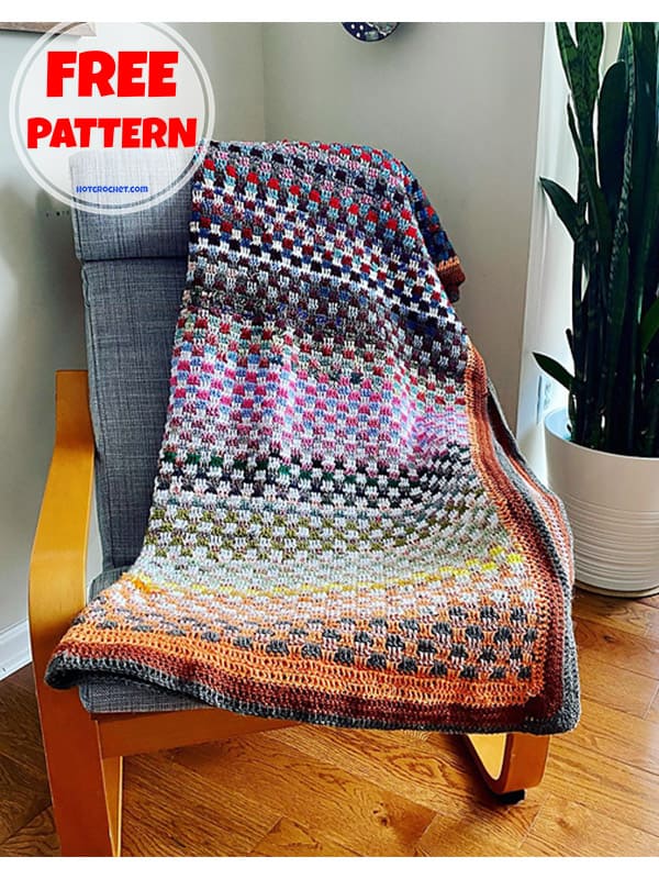 Free stripes colorwork crochet throw blanket pattern for beginners (2)