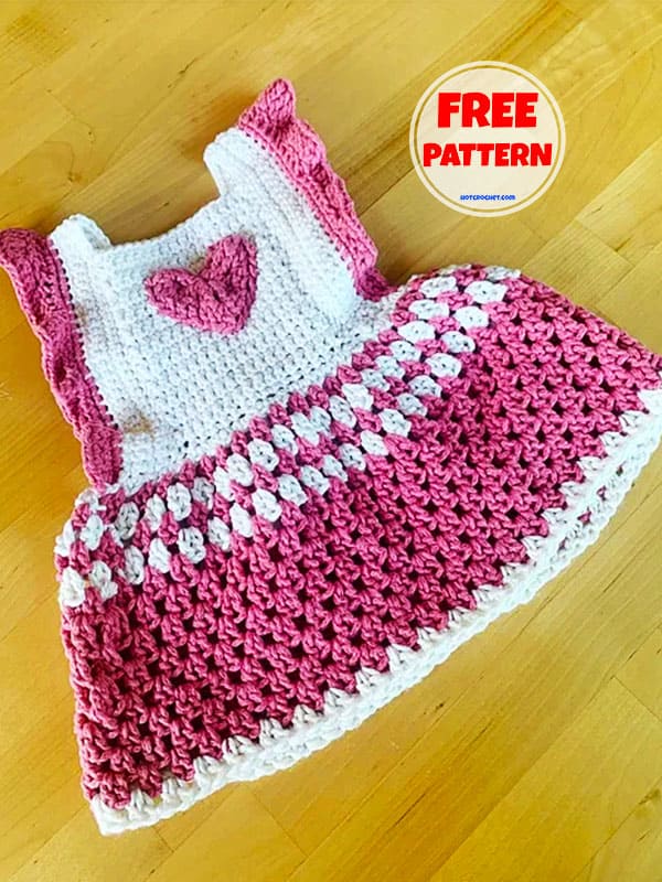 Hot Pink Crochet Dress For Baby Free Pattern