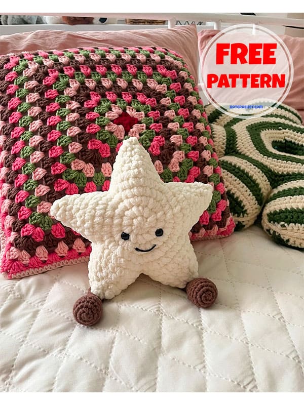 Little star pillow crochet free pattern (2)