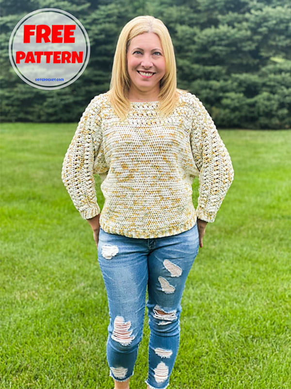 Puff stitch crochet womens sweater free pattern (2)