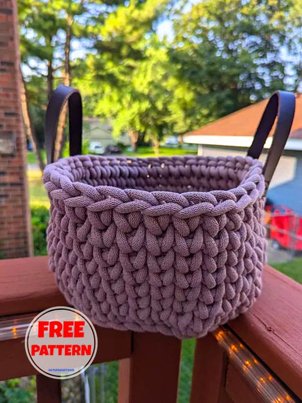 Purple Chunky Crochet Basket Free Pattern PDF