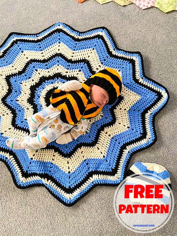 Round free crochet ripple baby blanket pattern (2)