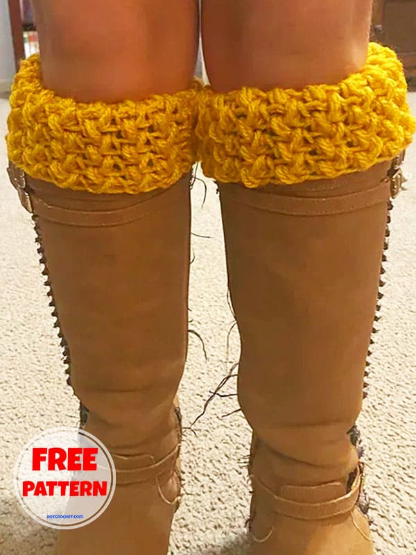 Sweet Yellow Crochet Boot Cuffs Free Pattern​