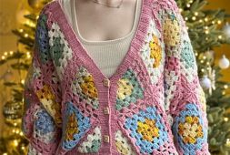 v-neck-crochet-granny-square-cardigan-free-pattern