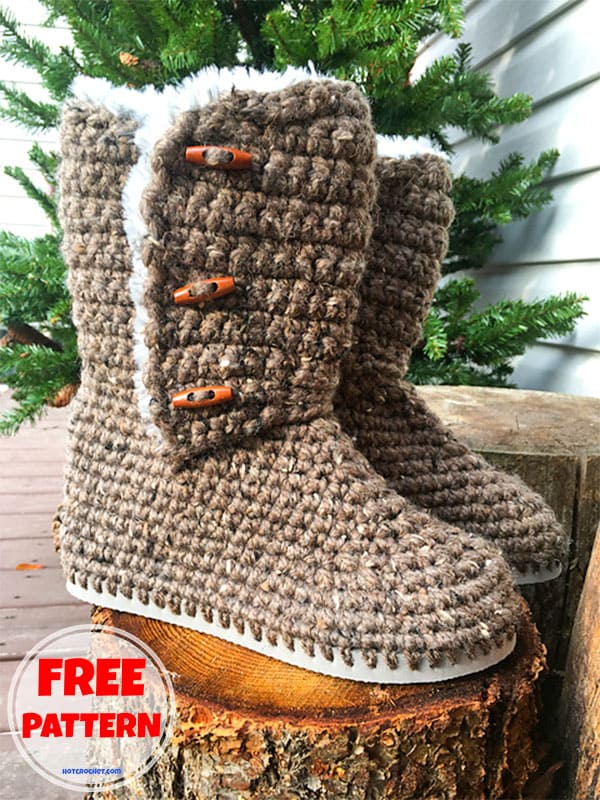 crochet boot slippers free pattern (2)