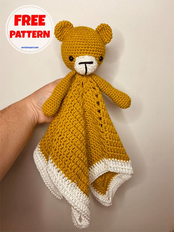 crochet teddy bear lovey blanket