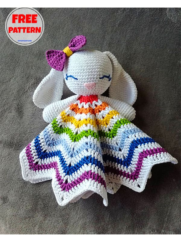 free crochet bunny lovey snuggler blanket pattern (2)