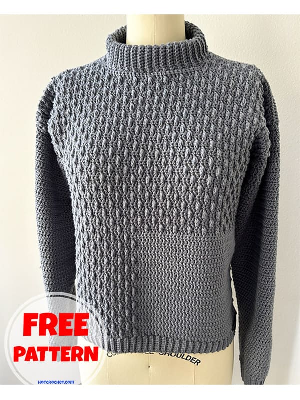 nice textured crochet oversized sweater free pattern (2)