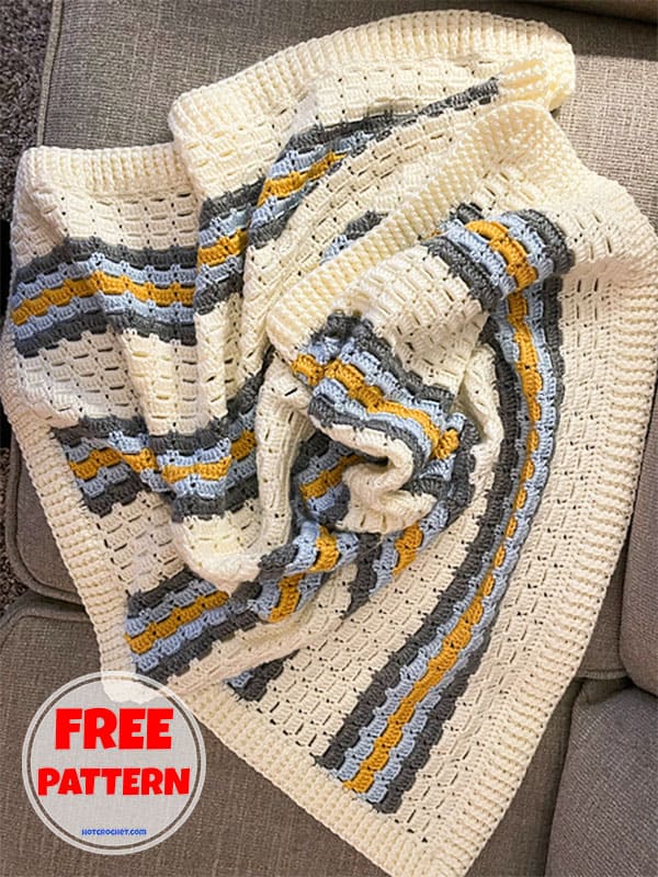 stripes color block crochet baby blanket​ free pattern (2)